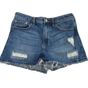 Gilded Intent Cut Off Jean Shorts Womens 28 High Rise Distress Destroyed Denim